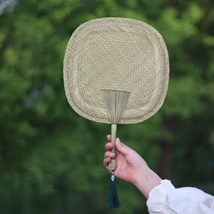 Handmade Bamboo Fan Straw Woven Foldable Eco Friendly Handheld Cooling Fan For Hanfu Style Ancient Fashion Gift - Product Image 1