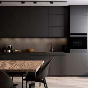 Conception tout-en-un d'armoires de cuisine, d'armoires à vin, de plateformes d'îlot combinées, de dalles de marbre, de décoration intérieure élégante - Product Image 1