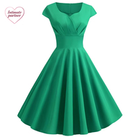 Robe d'été pour femmes, couleur unie, rétro vintage, années 50, années 60, décontractée, pour les fêtes, le bureau, robe rockabilly, grandes tailles, vestidos