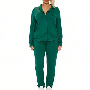 Conjunto de Pijama para Mujer Talla Grande, Camisa de Manga Larga con Botones y Pantalones Anchos, Ropa de Dormir de 2 Piezas, Moda - Product Image 2