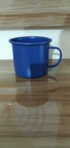 Blue Enamel <b>Camping</b> Mug Metal Coated Drinking <b>Cup</b> with Hand Grip for Office Home Outdoor Use - Product Image 3