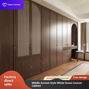 خزانة ملابس مخصصة على طراز منتصف القرن، خزانة تلفزيون، خزانة جانبية، أثاث منزلي كامل بتصميم صيني عتيق جديد من MDF - Product Image 2