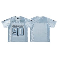 Maillot de football personnalisé pour hommes T-shirt en maille respirante Boxy Maillot de sport Streetwear à col en V Coupe ample Motif solide tissé vierge