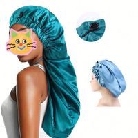 Gorros de Dormir de Satén Plegables Extra Largos, Suaves y Resistentes a las Manchas, con Botón, Cómodos, para Trenzas, Cabello Liso y Rastas, para Adultos