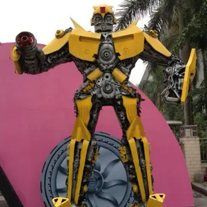 Customized High Quality Made LifeSize Resin Movie Bumblebee Sculpture Height Navel Bumblebee Statue For Sale