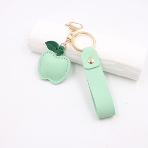 Hot Cute Leather Car Food Toy Doll <b>Keychain</b> Fruit Jewelry Making Charm Pendant Sublimation Leather Apple <b>Keychain</b> Gift Women - Product Image 3