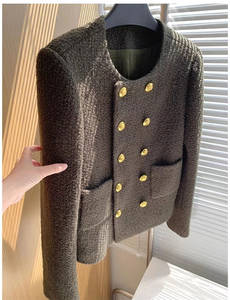Vestes courtes en tweed épais d'hiver pour femmes-Cardigans à boutons-Mode élégante-Blazer court avec courbes-Manteaux pour femmes - Product Image 4