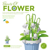 Bouquet de roses, fleurs éternelles en pot, série de plantes succulentes, blocs de construction DIY compatibles Lego, jouet d'assemblage pour enfants, modèle en boîte colorée