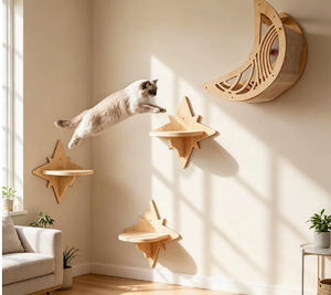 Hamaca de pared de madera para gatos, estante de pared para gatos, perchero para trepar, mueble de árbol para gatos de interior - Product Image 2