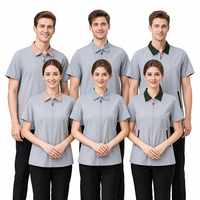 Chemises polo respirantes pour femmes et hommes, uniformes de travail, taille 6XL, col rose, tunique de nettoyage avec fermeture éclair