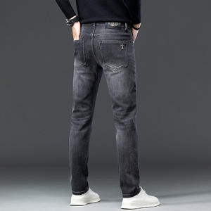 2024 nouveau européen hommes jean chic doux Denim <span class=keywords><strong>pantalon</strong></span> pour automne hiver mi épais élastique ample droit décontracté grand nom lavé - Product Image 3