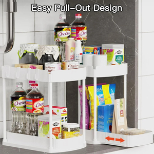 Tiroir de <span class=keywords><strong>rangement</strong></span> coulissant en plastique à 2 couches Organisateur à double niveau pour épices, salle de bains, bureau ou <span class=keywords><strong>cuisine</strong></span> <span class=keywords><strong>Rangement</strong></span> <span class=keywords><strong>sous</strong></span> l'<span class=keywords><strong>évier</strong></span> - Product Image 2