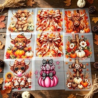 Autocollant de transfert thermique DTF de luxe à motifs variés (citrouille, nœud), transfert thermocollant anti-fissuration pour Halloween (floral, papillon) pour sweats à capuche