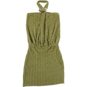 Viviblook Z327DS01 Women Summer Dress New Casual Sexy Street Solid Color Sleeveless Halter <b>Mini</b> Bodycon Dress - Product Image 5