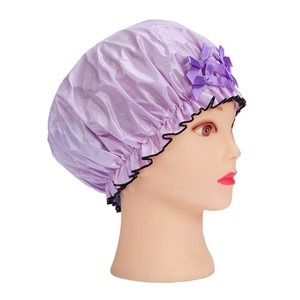 Bonnet de douche en satin bleu, violet, rose, épaissi, pour adultes, usage hygiénique - Product Image 2