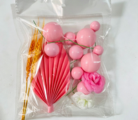 Gemischte Farbige Kuchendekorations-Kugeln Set mit Weizen-, Palmblatt- & Blumen-Topper für Geburtstag Hochzeit