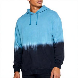 Sudadera con Capucha Tie Dye para Hombre, Degradado Azul y Negro, Sudadera Informal con Capucha de Forro Polar, Sudadera con Capucha para Otoño de 350GSM - Product Image 1