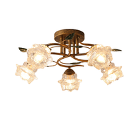 Plafonnier à fleurs American Farmhouse Vintage Glass Floral Shade pour chambre à coucher et salon Éclairage Dimmable