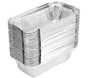 Fabrik Günstiger Preis Kleine Aluminium folie Lebensmittel pfannen 900ml Rechteck Heiß verkaufender Silber folien behälter mit Kunststoff deckeln