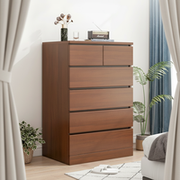 Armoire de salon moderne en bois massif suédois multifonctionnelle avec 5+ tiroirs, portes à panneaux plats et étagères