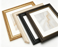Moldura de Madera Maciza con Relieve Vintage, Tiras Metálicas Doradas y Plateadas para Marcos de Arte y Retratos