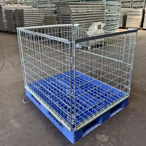 YOUGUカスタマイズ可能な工業用スタッカブルスチール収納ケージ亜鉛メッキヘビーデューティープラスチックパレット1000kg容量折りたたみ式 - Product Image 1