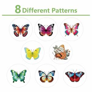 500 autocollants/rouleau papillons et fleurs colorés, étiquettes d'emballage personnalisées écologiques avec logo, autocollants muraux pour journal, rouleau d'autocollants - Product Image 2