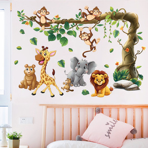 Amovible Enfants Enfants <span class=keywords><strong>Jungle</strong></span> Animal <span class=keywords><strong>Arbre</strong></span> Cartoon Stickers Muraux pour Chambre - Product Image 6