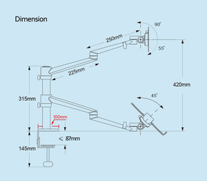 OL-3L PRO đa phương tiện 32inch LCD Monitor Máy tính để bàn đứng Dual ARM + 17 "máy tính xách tay núi đứng bảng chuyển động đầy đủ suporte Monitor chủ - Product Image 2