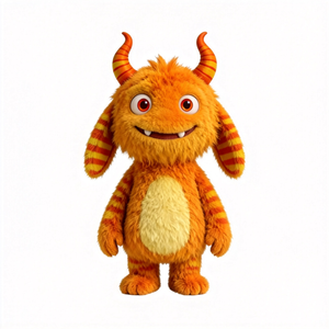 Juguete de Peluche de Monstruo con Cuernos y Rayas Naranjas, Personalizable en Color, Peluche de Animal de Peluche Personalizado - Product Image 2