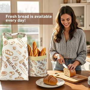 2er Pack Wieder verwendbare Bienenwachs-Brotta schen für Sauerteig und hausgemachtes Brot, gewachste Baumwoll taschen halten länger frisch XL-Aufbewahrung beutel für Lebensmittel - Product Image 3