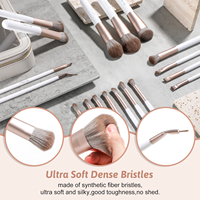 Ensemble de pinceaux de maquillage blancs de luxe BS-MALL, kit de marque privée OEM, professionnel, 18 pièces, outils cosmétiques véganes, pinceaux avec sac cosmétique