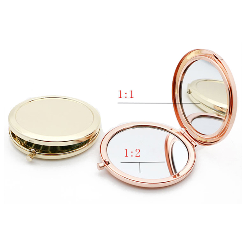 Сделай Сам, подарок, твердое двухстороннее складное портативное зеркало для макияжа, частная этикетка, HD дисплей может быть увеличен, металлическое прочное маленькое зеркало