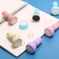 Fabrication de tampons personnalisés avec motifs sur mesure, logo, 25 mm, couleurs pastel, tampon rond pour enseignant, tampon auto-encreur