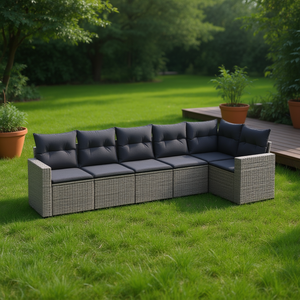 Conjunto de Sofás de Jardín de Ratán para 6 Personas, Muebles de Exterior Resistentes a la Intemperie, Diseño Contemporáneo - Product Image 2