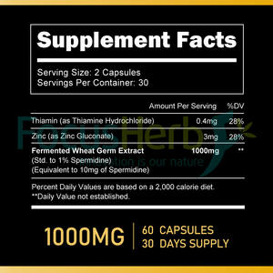 FocusHerb Suplementos de espermidina Extracto de germen de trigo 1% Cápsulas de espermidina - Product Image 2