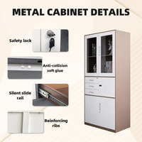 Armoire en acier verrouillable avec serrure numérique intelligente, 3 tiroirs, étagères réglables, armoire de rangement polyvalente pour le bureau, l'école