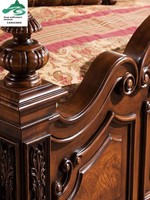 Lit double de style américain rétro en bois massif sculpté, en cuir véritable, design antique de luxe, meubles pour la chambre à coucher