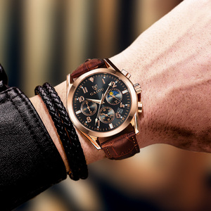 Montre pour homme <span class=keywords><strong>KEDO</strong></span>, design à trois aiguilles et six aiguilles, grands chiffres, mouvement à quartz multifonctionnel, aiguilles lumineuses, cuir, 40 mm, 30 m - Product Image 3