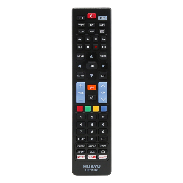 HUAYU URC1566 Fixed Code Universal IR Remote Control for TV with 2*AA Battery 57 Buttons ABS Material