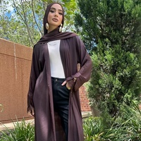 Abaya Cardigan Grande Taille à Manches Longues et Dentelle pour Femme 2026 – Kimono Kaftan Long Élégant avec Ceinture et Poignets en Dentelle, Modeste et Chic