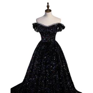 Abito da sera monospalla nero con paillettes e glitter, stile francese, per performance di bel <span class=keywords><strong>canto</strong></span> o matrimoni - Product Image 5