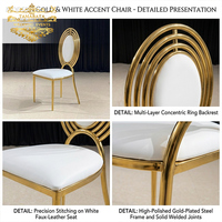 Chaise empilable pour salle à manger, cadre en acier inoxydable doré, pour événements, mariages et fêtes