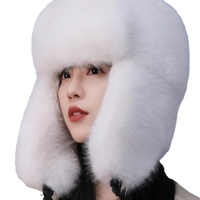 Casquette Lei Feng transfrontalière pour femme, épaisse et chaude, en fausse fourrure avec fourrure de renard, nouveau bonnet d'hiver jacquard coupe-vent unisexe