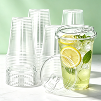 Gobelets en plastique PET jetables personnalisés avec logo pour thé au lait, café glacé, boissons à emporter, lait aux fruits, avec couvercles – Vente en gros