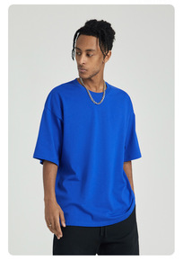 เสื้อยืดคอกลมสีพื้นผ้าฝ้ายแท้ 100% สำหรับผู้ชาย รุ่นใหม่ปี 2026 ทรงหลวม ไม่เป็นขุย สไตล์อเมริกันวินเทจลำลองแนวสตรีทแขนสั้น - Product Image 6