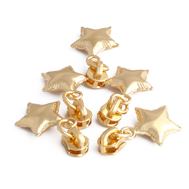 Wholesale Gold Stars Pull Zipper Custom Zipper Pull logo Metal Puller Zipper Sliders