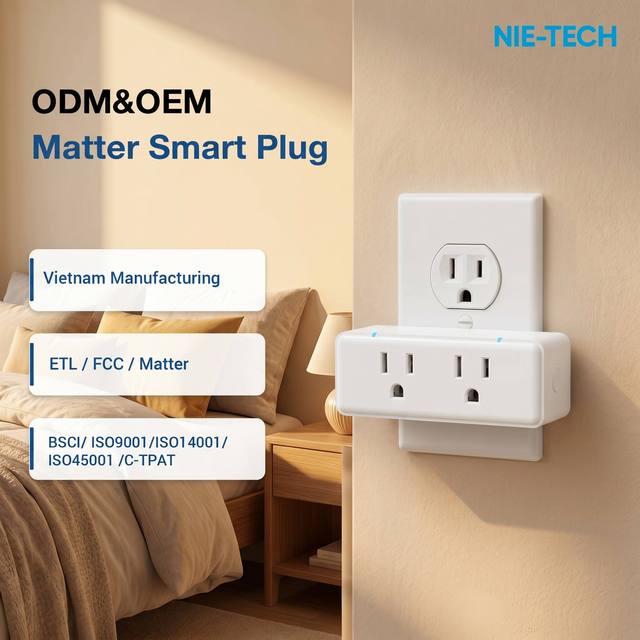 Wholesale Matter Protocol Smart Plug 15A 125V Indoor Dual Independent Control Outlet for Apple Home Alexa Google SmartThings