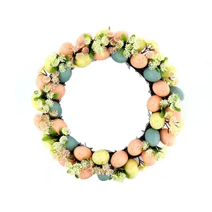 2023 New Arrivals Spring Eggs Easter Wreaths For Front Door Wreaths Easter Decorations Floral Macaron Colored Eggs Easter Decor