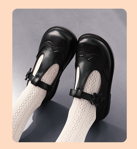 Chaussures vintage en cuir noir de bonne qualité pour bébés, enfants et jeunes enfants, personnalisables - Product Image 3